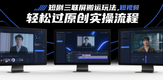 右豹：短剧三联屏搬运玩法，短剧搬运轻松过原创实操流程-AI创作学习-提示词应用-短视频玩法浮光AI学习网
