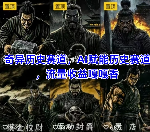 AI赋能历史赛道，流量收益嘎嘎香，狂撸伙伴计划-AI创作学习-提示词应用-短视频玩法浮光AI学习网