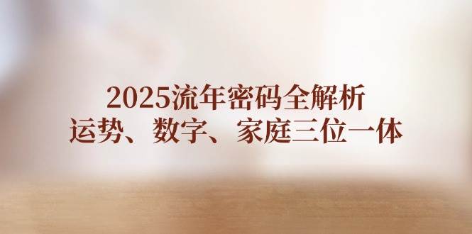 2025流年密码全解析，运势、数字、家庭三位一体-AI创作学习-提示词应用-短视频玩法浮光AI学习网