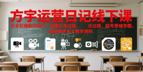 方宇运营日记线下课，包含剪辑制作技巧、拍摄引导过程、起号思维导图、选题等多个教学资料-AI创作学习-提示词应用-短视频玩法浮光AI学习网