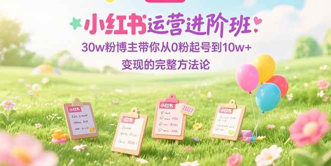 小红书运营进阶班：30w粉博主带你从0粉起号到10w+变现的完整方法-AI创作学习-提示词应用-短视频玩法浮光AI学习网