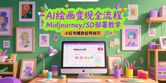 AI绘画变现全流程，Midjourney/SD部署教学，小红书爆款起号技巧-AI创作学习-提示词应用-短视频玩法浮光AI学习网
