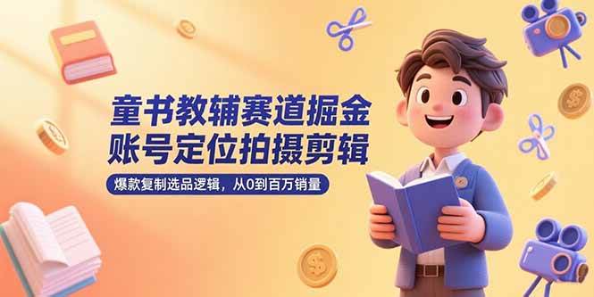童书教辅赛道掘金，账号定位拍摄剪辑，爆款复制选品逻辑，从0到百万销量-AI创作学习-提示词应用-短视频玩法浮光AI学习网