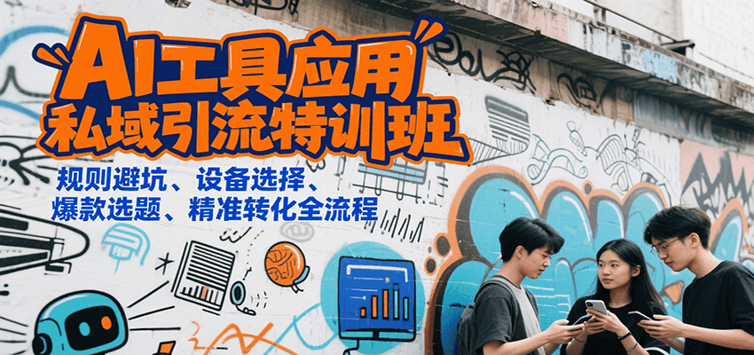 AI工具应用私域引流特训班，规则避坑、设备选择、爆款选题、精准转化全流程-AI创作学习-提示词应用-短视频玩法浮光AI学习网