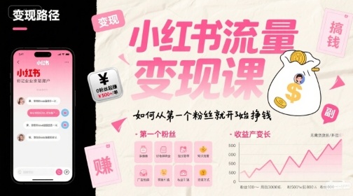 小红书流量变现课，如何从第一个粉丝就开始挣钱-AI创作学习-提示词应用-短视频玩法浮光AI学习网