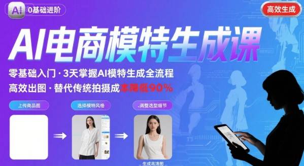 AI模特：进阶课程，0基础高效生成【逼真电商模特】图-AI创作学习-提示词应用-短视频玩法浮光AI学习网