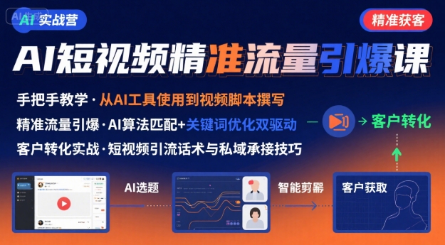 AI+短视频引爆精准客户实战营，手把手教你引爆Ai短视频精准流量-AI创作学习-提示词应用-短视频玩法浮光AI学习网