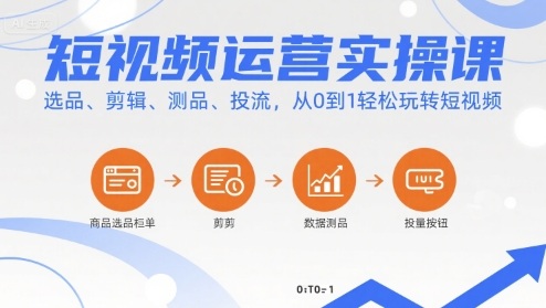 短视频运营实操课，选品、剪辑、测品、投流，从0到1轻松玩转短视频-AI创作学习-提示词应用-短视频玩法浮光AI学习网