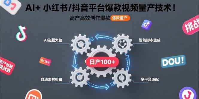 AI+小红书/抖音平台爆款视频量产技术：高产高效创作爆款视频！-AI创作学习-提示词应用-短视频玩法浮光AI学习网