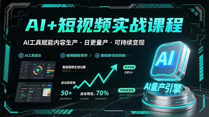 AI+短视频实战课程：AI工具赋能内容生产，实现日更量产可持续变现【160+节课】-AI创作学习-提示词应用-短视频玩法浮光AI学习网