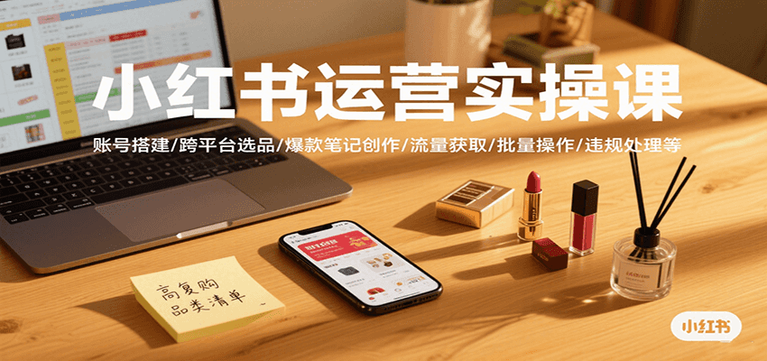 小红书运营实操课，账号搭建/跨平台选品/爆款笔记创作/流量获取/批量操作/违规处理等-AI创作学习-提示词应用-短视频玩法浮光AI学习网