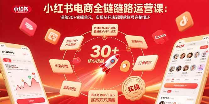 小红书电商全链路运营课：涵盖30+实操单元，实现从开店到爆款账号完整闭环-AI创作学习-提示词应用-短视频玩法浮光AI学习网