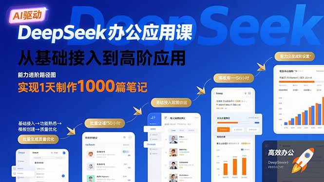 DeepSeek办公应用课：从基础接入到高阶应用，实现1天制作1000篇笔记-AI创作学习-提示词应用-短视频玩法浮光AI学习网
