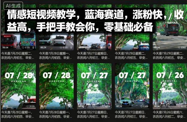 情感短视频教学,蓝海赛道,涨粉快,收益高,手把手教会你-AI创作学习-提示词应用-短视频玩法浮光AI学习网