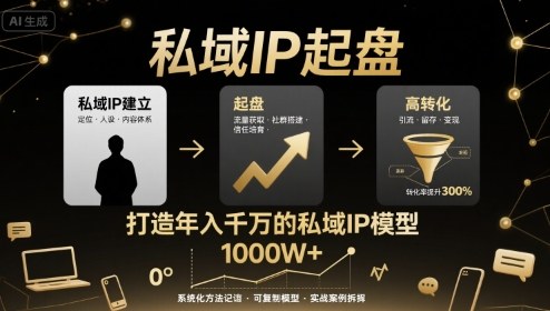私域IP起盘，私域ip建立、起盘、高转化，打造年入千万的私域ip模型-AI创作学习-提示词应用-短视频玩法浮光AI学习网