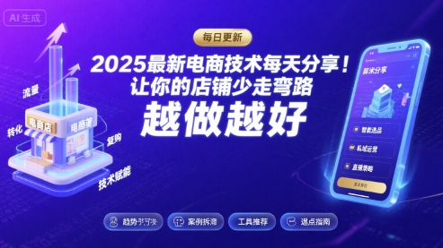2025最新电商技术每天分享，让你的店铺少走弯路，越做越好(更新8月)-AI创作学习-提示词应用-短视频玩法浮光AI学习网