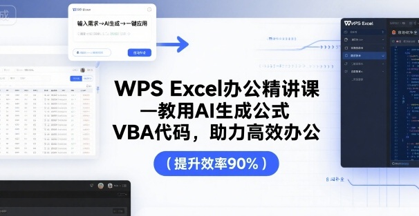 WPS Excel办公精讲课，教用 AI 生成公式，VBA 代码，助力高效办公-AI创作学习-提示词应用-短视频玩法浮光AI学习网