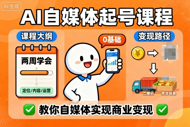 AI自媒体起号课程,0基础小白两周学会,教你自媒体实现商业变现-AI创作学习-提示词应用-短视频玩法浮光AI学习网