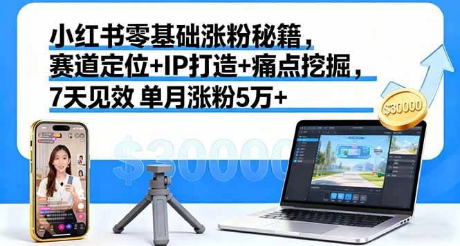小红书零基础涨粉秘籍，赛道定位+IP打造+痛点挖掘，7天见效 单月涨粉5万+-AI创作学习-提示词应用-短视频玩法浮光AI学习网