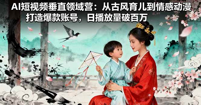 AI短视频垂直领域营：从古风育儿到情感动漫，打造爆款账号,日播放量破百万-AI创作学习-提示词应用-短视频玩法浮光AI学习网